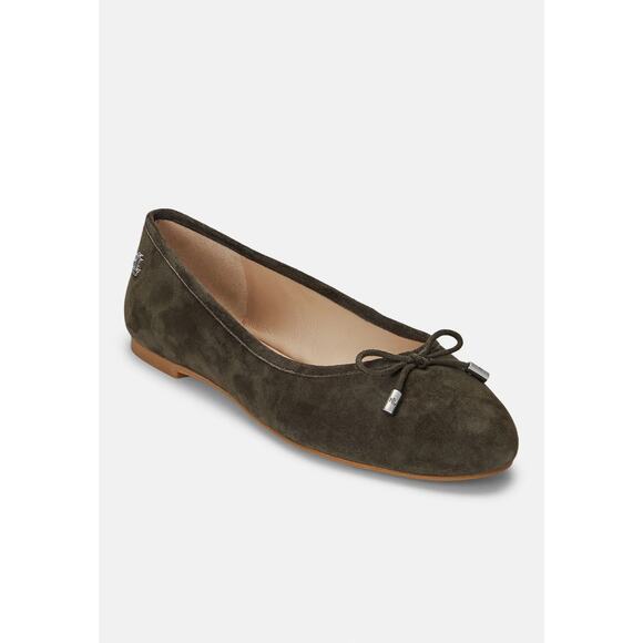 LAUREN Ralph Lauren Jayna Suede Flat Ballet Pumps Dark Olive Womens Size 7.5 B - Picture 2 of 12